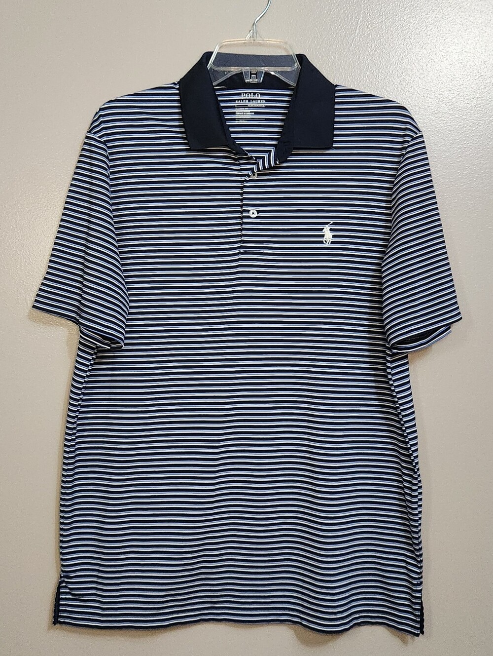 Polo by Ralph Lauren Performance Men’sNavy & White Striped Golf Polo Size Medium